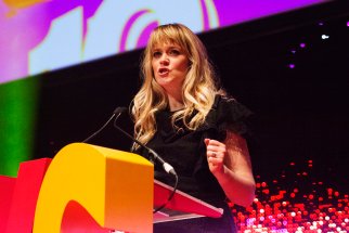 FOR SUNDAY MAIL Edith Bowman on stage. Young Scot Awards 2015, Usher Hall, Edinburgh.. FEE PAYABLE FOR ALL INTERNET USE All money payable:- Mark Anderson Flat 2/2 Glasgow G41 3HG