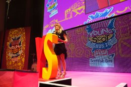 FOR SUNDAY MAIL Edith Bowman on stage. Young Scot Awards 2015, Usher Hall, Edinburgh.. FEE PAYABLE FOR ALL INTERNET USE All money payable:- Mark Anderson Flat 2/2 Glasgow G41 3HG